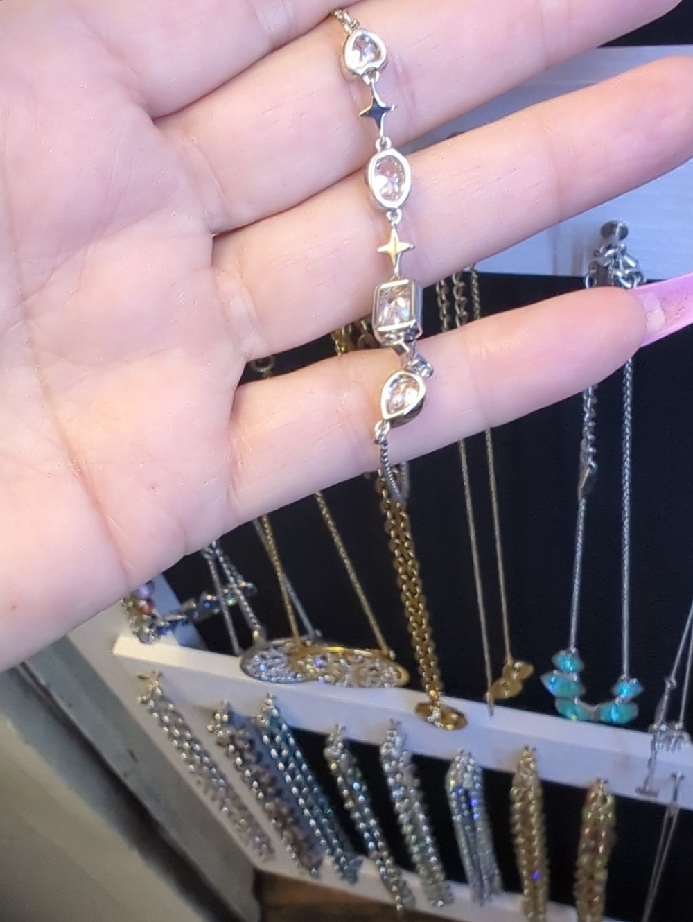 Silver-Tone Star & Crystal Accent Bracelet - Women's Silver Bracelet